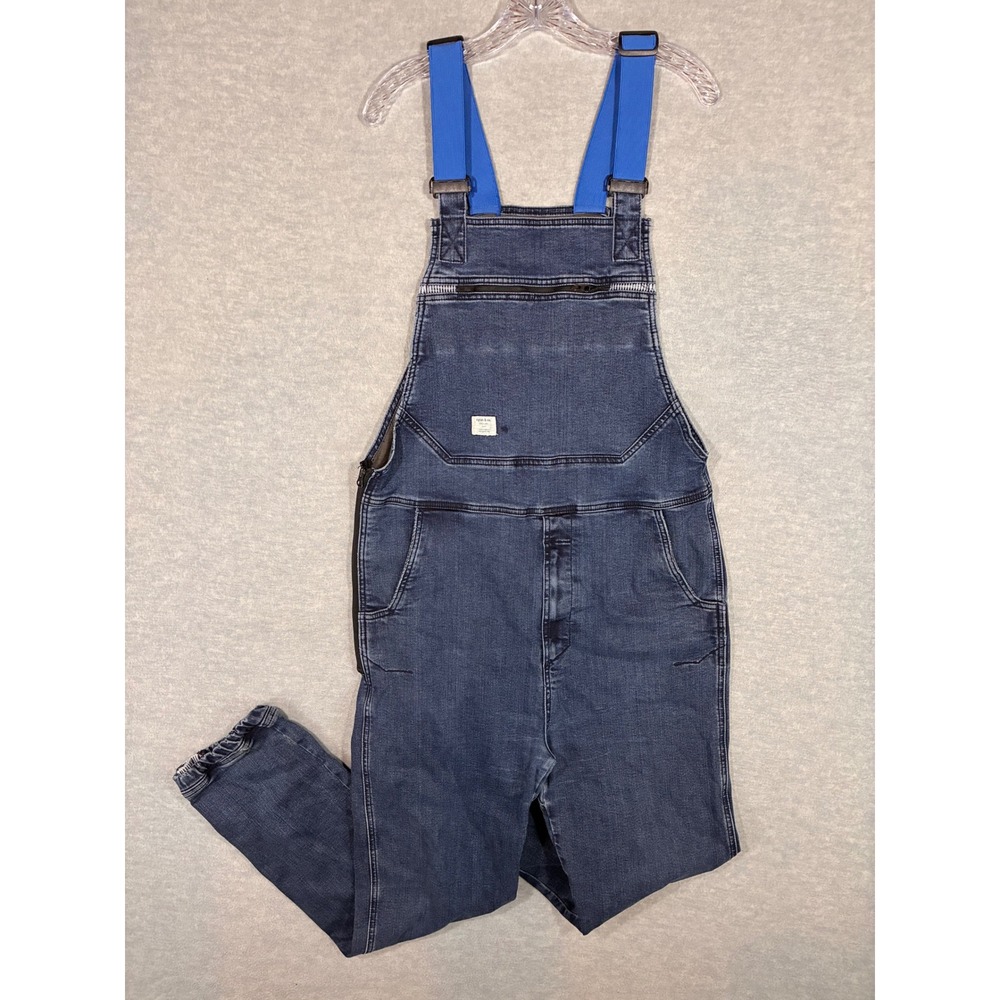 Ripton & Co. Women Performance Denim Overalls Blue Straps Dark Wash Large